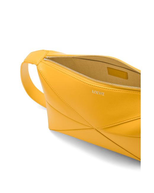Loewe Yellow Luxury Puzzle Fold Wash Bag In Shiny Calfskin for men
