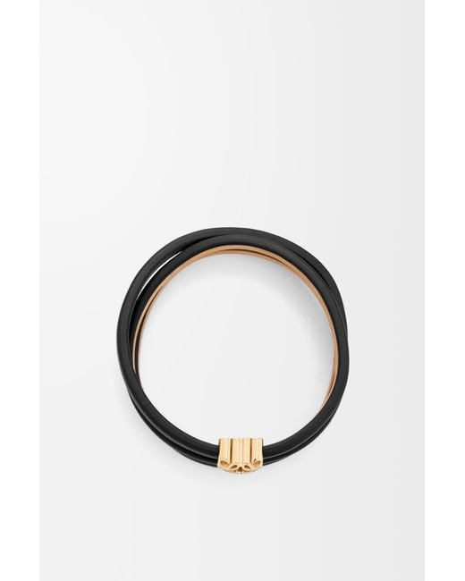 Pulsera Trenzada Anagram Bombé En Piel De Cuero Mujer Loewe de color Black
