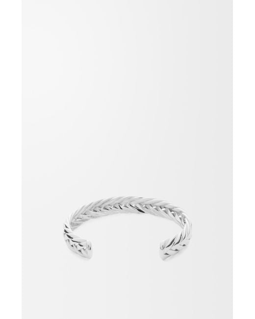 Loewe White Thin Braided Cuff In Sterling Silver