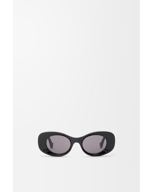 Loewe White Beveled Oval Maxi Anagram Sunglasses For