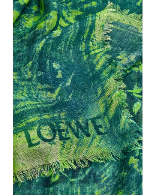 Loewe Green Luxury Shawl In Cashmere And Silk