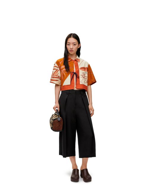 Loewe Orange Pleated Trousers In Viscose And Linen