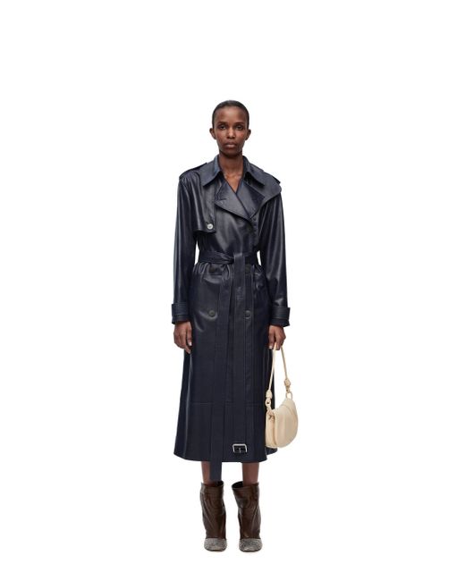 Loewe Blue Trench Coat In Nappa Lambskin