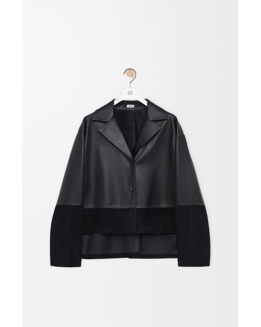 Loewe Black Luxury Pyjama Blouse In Nappa Lambskin And Suede Goatskin
