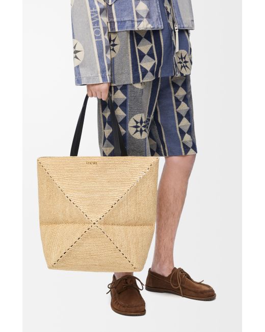 Loewe X Paula's Ibiza Extra Large Raffia Puzzle Fold Tote