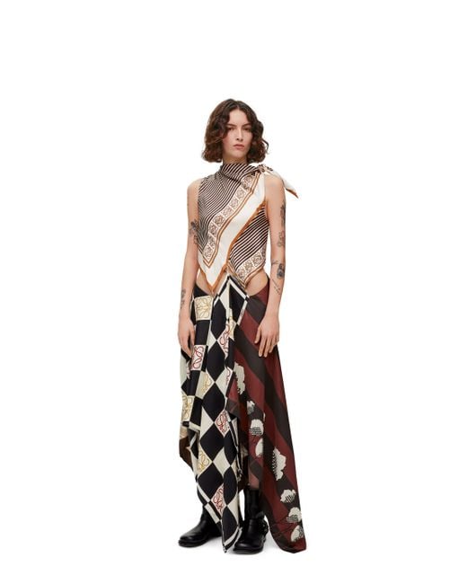 Loewe Multicolor Luxury Scarf Dress In Silk