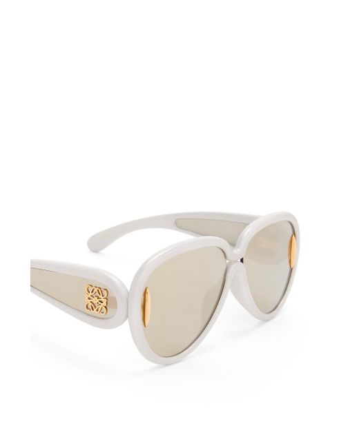 Loewe White Pilot Mask Sunglasses In Nylon