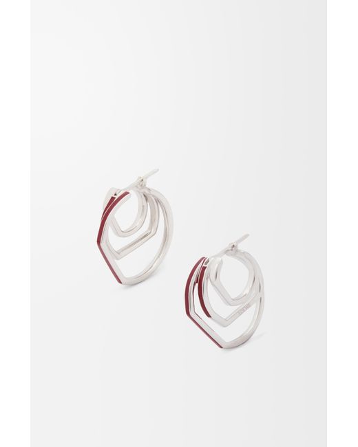 Loewe White Luxury Stacked Hoop Earrings In Sterling Silver And Enamel