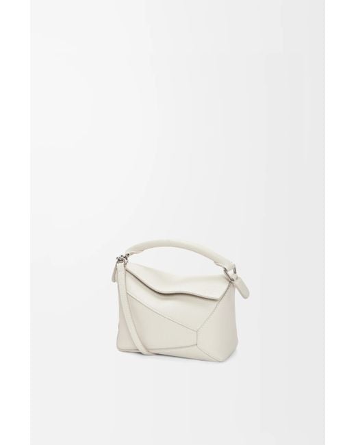 Bolso Al Hombro Puzzle Small De Piel Loewe de color White