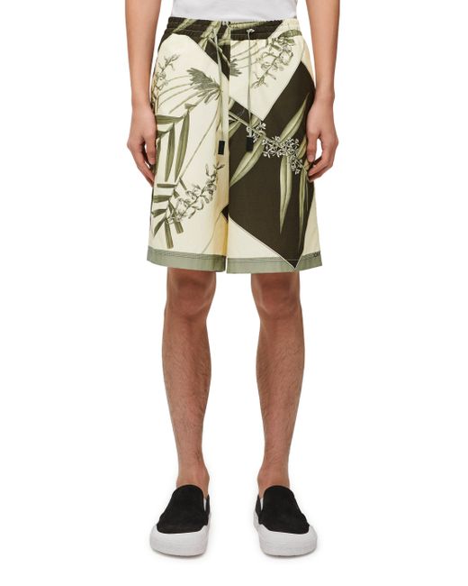Loewe Green Luxury Shorts In Cotton And Silk for men