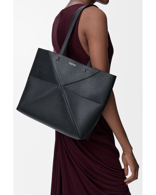 Loewe Black Medium Horizontal Puzzle Fold Tote
