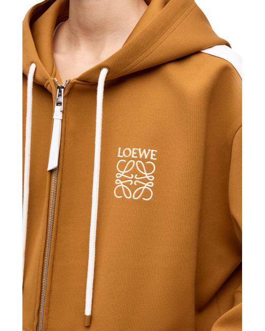 Loewe Orange Luxury Hooded Tracksuit Jacket In Technical Jersey