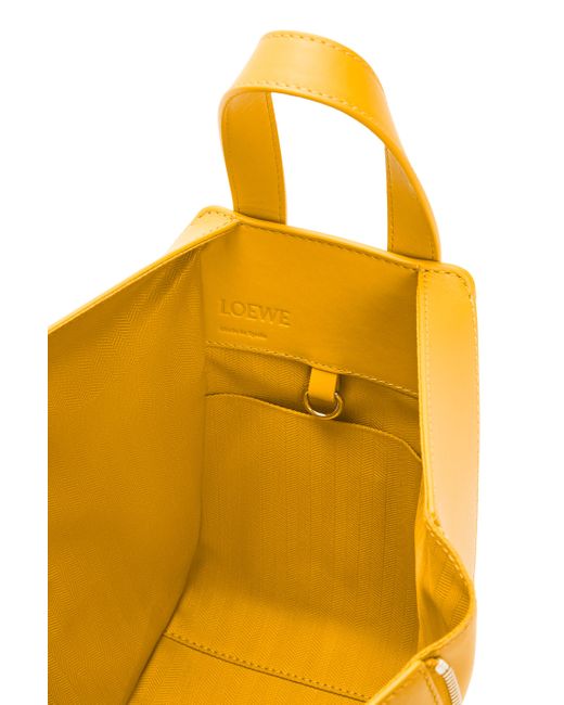 Loewe Yellow Luxury Compact Hammock Bag In Satin Calfskin For