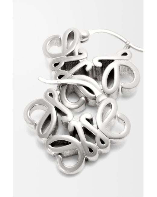 Loewe White Anagram Bombé Hoop Earrings