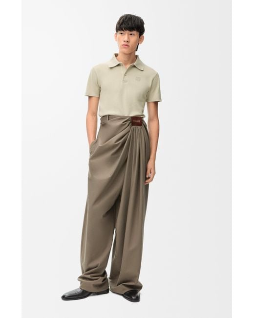 Loewe Luxury Draped Trousers In Cotton And Silk in Brown for