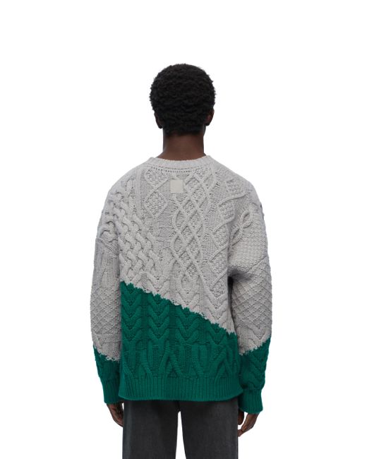 Loewe Green Contrast-embellished Cable-knit Wool Jumper X for men