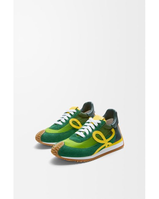 Loewe Green Flow Runner 2.0 In Nylon And Suede