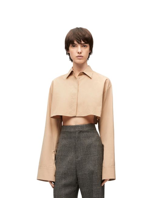 Loewe Blue Luxury Cropped Shirt In Cotton For