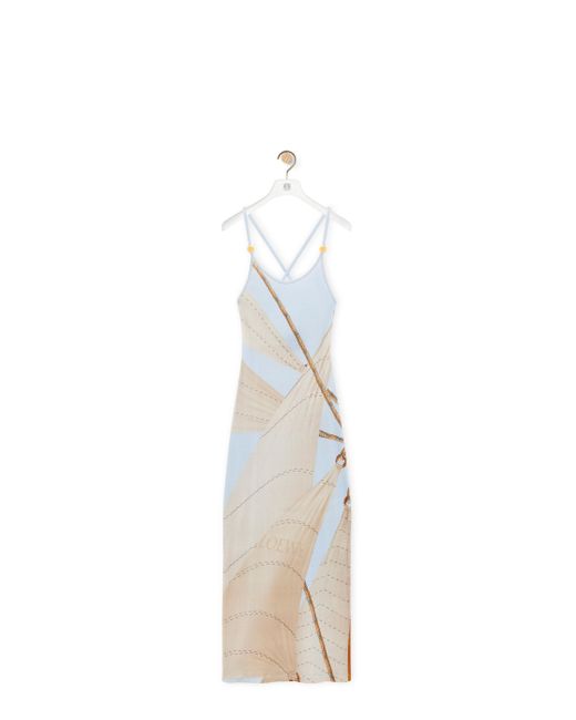 Loewe Multicolor Luxury Strappy Dress In Cotton Blend