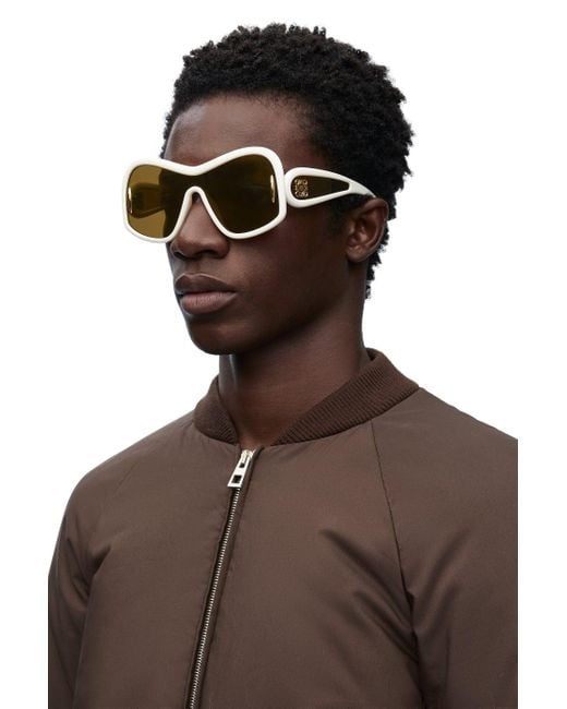 Loewe Brown Luxury Square Mask Sunglasses In Acetate And Nylon