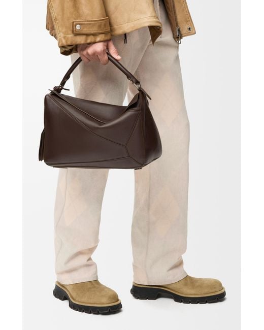 Loewe Brown Large Featherlight Puzzle Bag for men