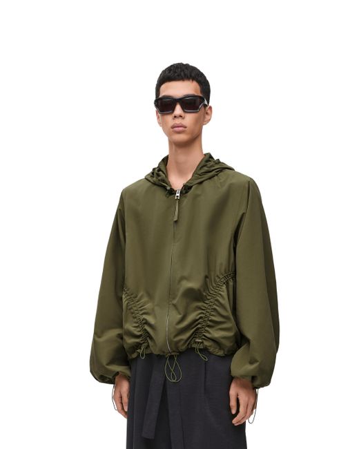 Loewe Green Luxury Hooded Jacket In Technical Shell for men