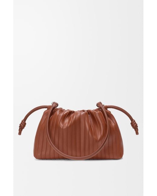 Loewe Brown Medium Flamenco Pleats Purse