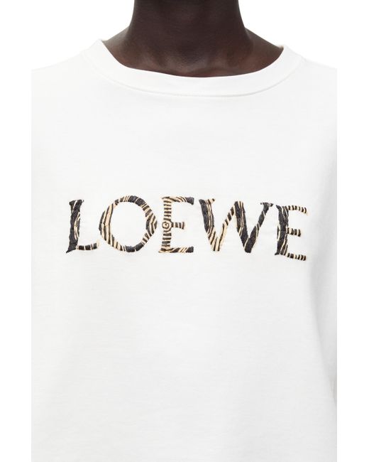 Loewe Multicolor Cropped T-shirt In Cotton Blend