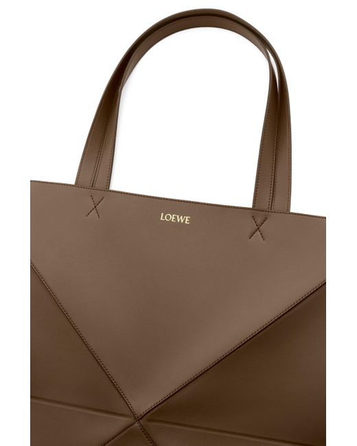 Loewe Brown Luxury Xl Puzzle Fold Tote In Shiny Calfskin for men