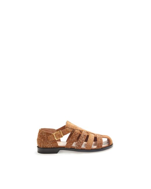 Loewe White Luxury Campo Sandal In Brushed Suede For
