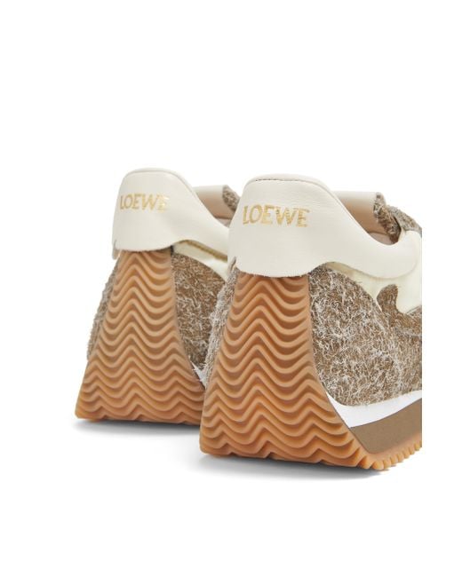 Loewe White Flow Runner In Nylon And Brushed Suede