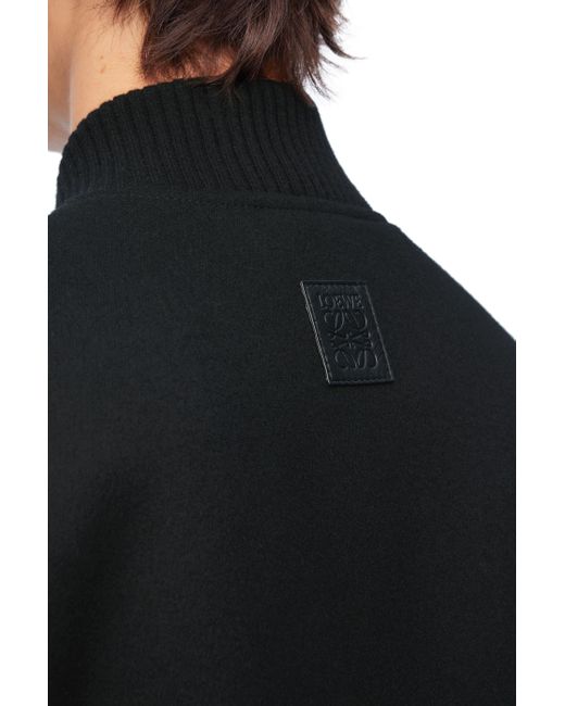 Loewe Black Bomber Jacket In Wool & Shearling for men
