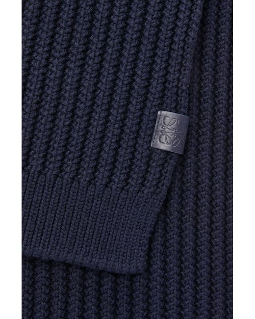 Loewe Blue Luxury Scarf In Wool For