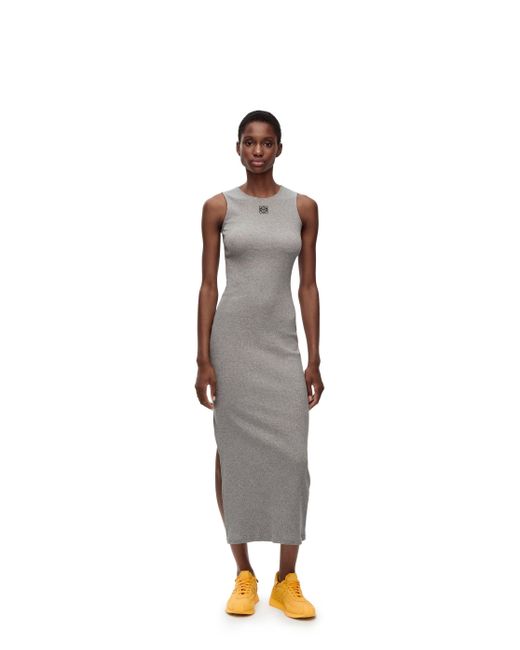 Loewe Gray Luxury Anagram Tank Dress In Cotton