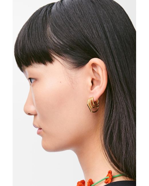Pendientes De Aro Stacked En Plata De Ley Mujer Loewe de color Metallic
