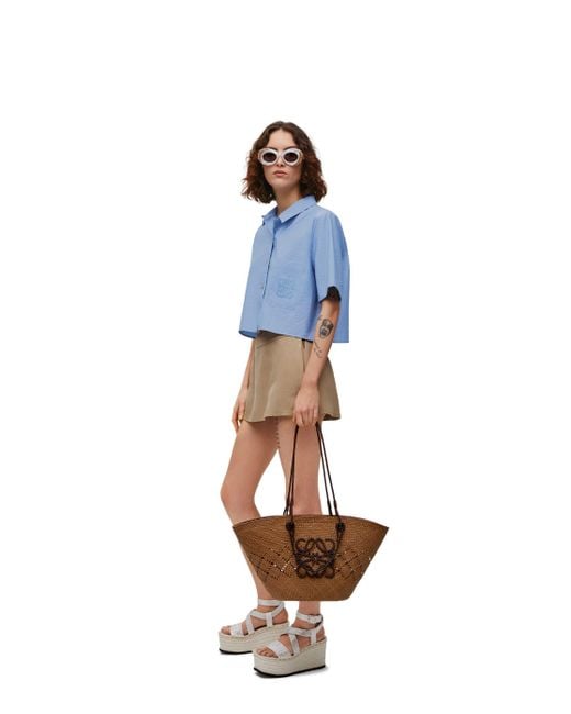 Loewe Blue Luxury Cropped Shirt In Cotton Blend