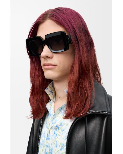 Loewe Black Beveled Square Maxi Anagram Sunglasses For