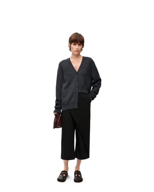 Loewe Black Luxury Asymmetric Cardigan In Cashmere