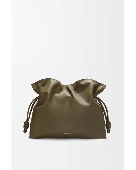 Loewe Green Luxury Large Flamenco Clutch In Nappa Calfskin