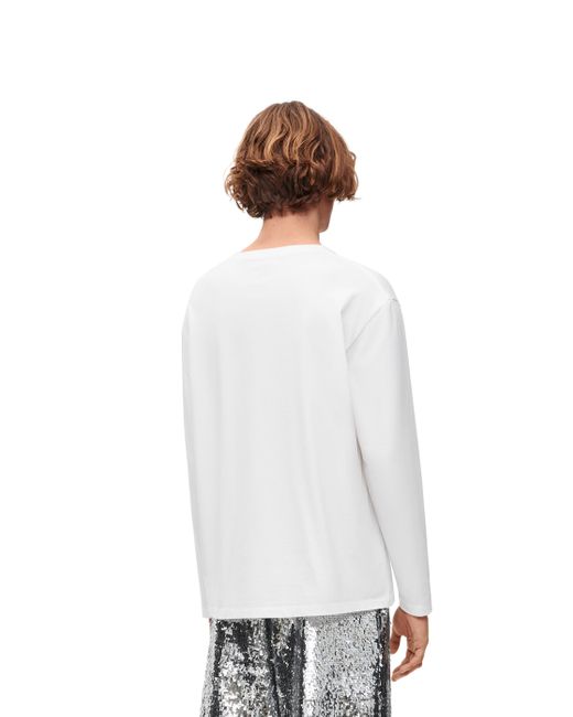 Loewe White Luxury Long Sleeve T-shirt In Cotton for men