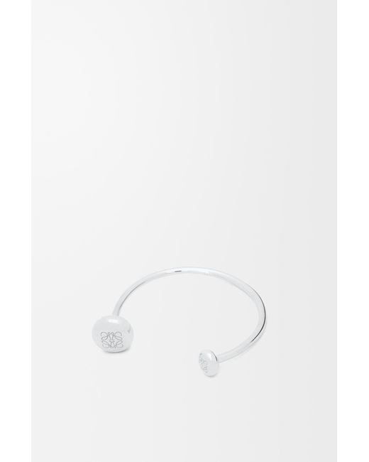 Loewe White Anagram Pebble Cuff In Sterling Silver