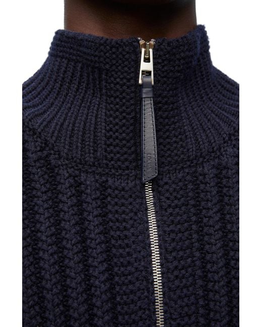 Loewe Blue Zip-up Cardigan In Wool for men
