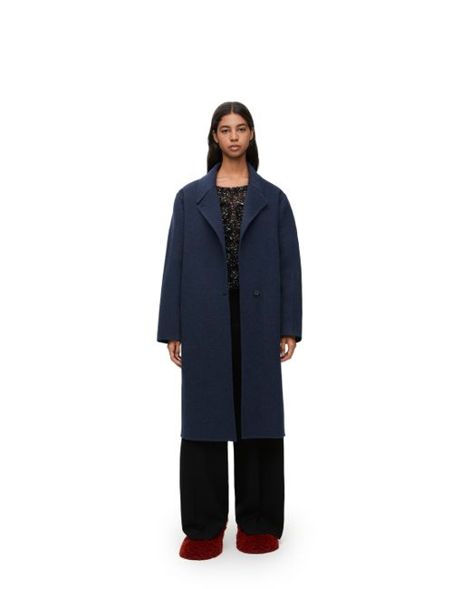 Loewe Blue Coat In Wool And Cashmere