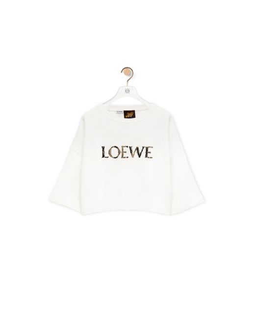 Loewe Multicolor Cropped T-shirt In Cotton Blend