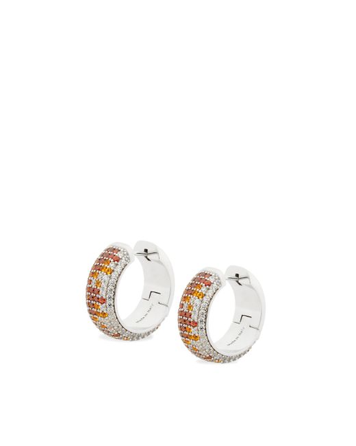 Loewe Multicolor Luxury Pavé Hoop Earrings In Sterling Silver And Crystals