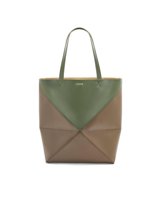 Loewe Green Luxury Xl Puzzle Fold Tote In Shiny Calfskin for men