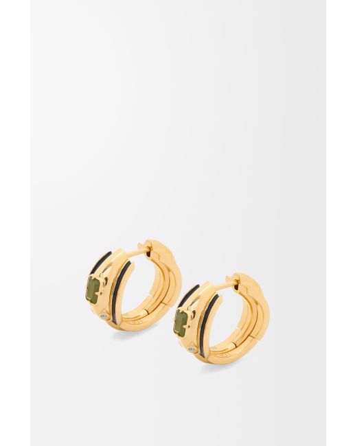 Pendientes Snake En Plata De Ley, Cristales Y Jade Mujer Loewe de color Metallic