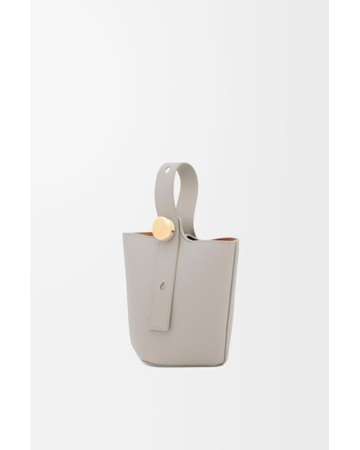 Loewe White Luxury Mini Pebble Bucket In Smooth Calfskin