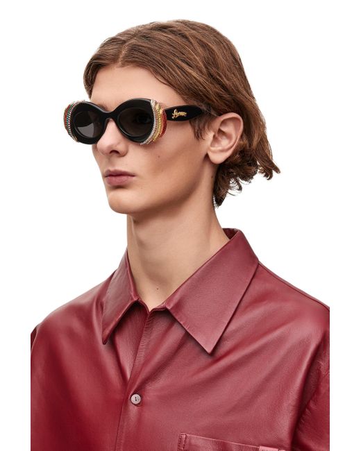 Loewe Red Luxury Pavé Oval Sunglasses