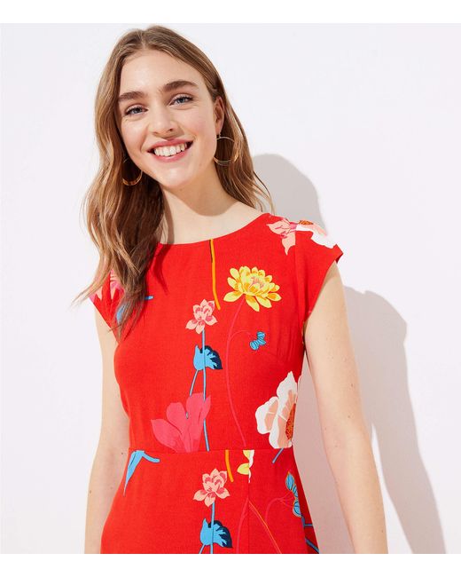 red cap sleeve midi dress